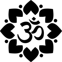 Om / Aum - the symbol of Hinduism the sacred sound Vector Graphic design element in black, tattoo design