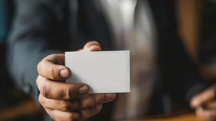 Branding Success: Close-up of Hand Holding Business Card with New Company Identity.