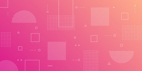 Modern Abstract Background with Retro Memphis Elements and Purple Pink White Gradient Pastel Color