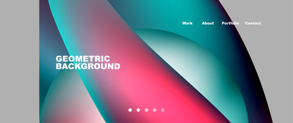 Web page design with geometric elements - circle and wave. Techno art concept. Vector Illustration For Wallpaper, Banner, Background, Card, Book Illustration, landing page