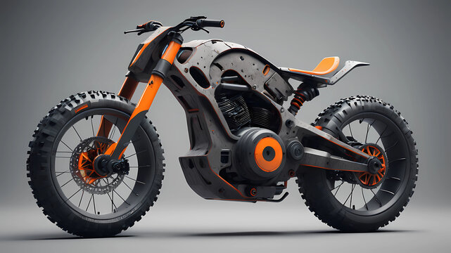 ultra futuristic minimal design bike Designed by 8k resolution,hyper realistic, detailed render, extremely complex and advanced chassis, natural dirt and debris detail, scuffs, designed by Dieter Rams