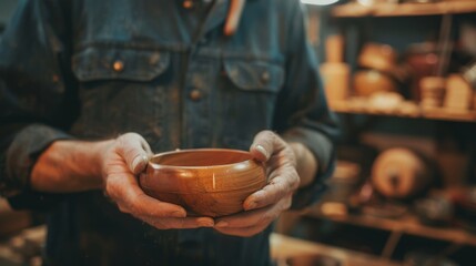 Showcase of Superior Craftsmanship: Close-up of Hands Holding High-Quality Product from New Business