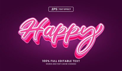 Design editable text effect, Happy text effect
