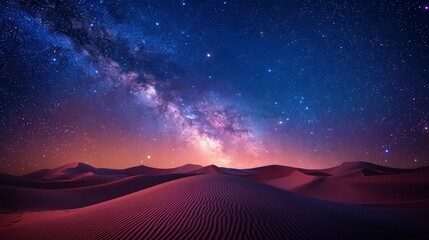 Stunning Milky Way Over Sandy Desert Landscape at Night