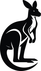 Elegant Kangaroo Silhouette Vector - Stylish Animal Illustration for Wildlife, Nature, and Australian Themes