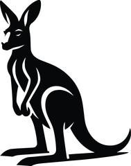 Elegant Kangaroo Silhouette Vector - Stylish Animal Illustration for Wildlife, Nature, and Australian Themes