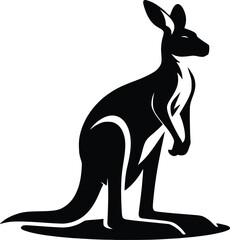 Elegant Kangaroo Silhouette Vector - Stylish Animal Illustration for Wildlife, Nature, and Australian Themes