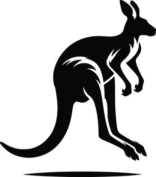 Elegant Kangaroo Silhouette Vector - Stylish Animal Illustration for Wildlife, Nature, and Australian Themes