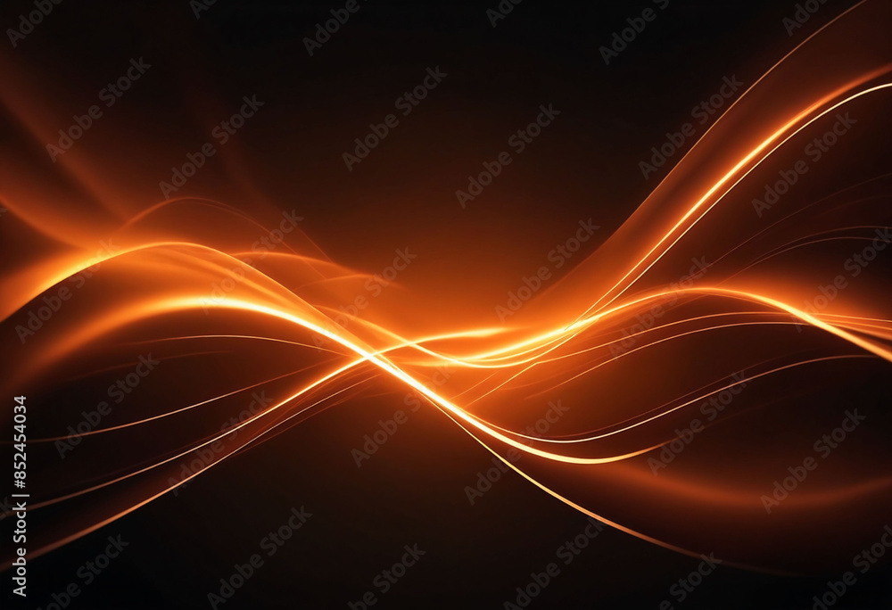Poster abstract dark orange background with blur lines and lights