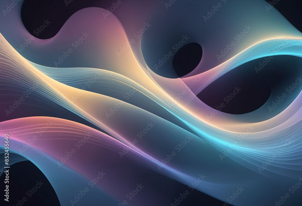 Poster Abstract flowing smooth fractal waves background
