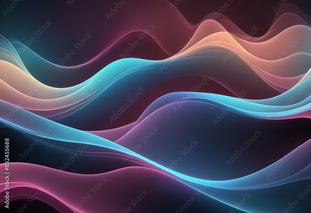 Poster Abstract flowing smooth fractal waves background