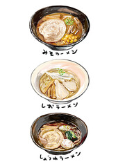 ラーメンメニューイラストJapanese food menu ramen  illustration