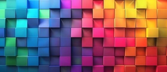 Geometric rainbow blocks flat design side view colorful mosaic theme animation Monochromatic Color Scheme