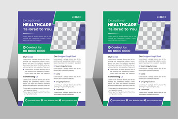 Modern Healthcare or Medical Flyer Template design .Healthcare business advertisement or brochure cover design with a4 layout .Vector template design for medical poster or leaflet