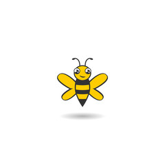 Cute bee icon logo with shadow