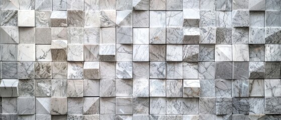 Banner with Geometric Marble Interior Architecture, Abstract art of Natural Stone Wall background, Minimal, 3D, polished blocks, Luxury Background