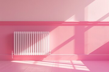 Obraz premium A white radiator sits in front of a pink wall