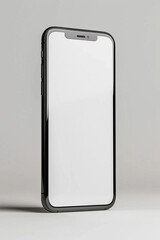 High-resolution smartphone mockup with a blank screen, isolated on a white background for website designs