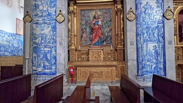 Renaissance Cathedral of St. James the Great at Beja, Portugal. Built in 1590, located in the old town square view from the Castle, Beja