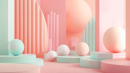 Soft pastel-colored geometric shapes creating a minimalist and harmonious composition.