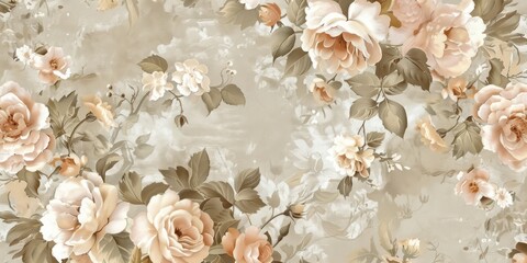 Flowers wall background with amazing red and white roses, Wedding decoration, hand made.