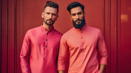 Two young indian men in traditional wear