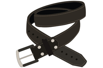 Black belt leather vector illustration. Modern fashion.