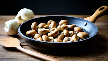 mushrooms in a frying pan
