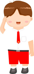 Obraz premium cute boy character who goes to elementary school