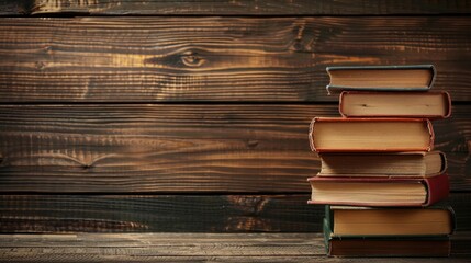 Fototapeta premium Education Concept Books on Wooden Background with Space for Text