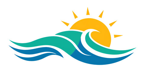 Fototapeta premium sea waves summer beach vector logo design