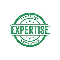 Expertise green grunge rubber stamp on white background. Illustration. 