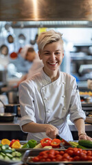 Smiling Female Chef Portrait., Professional Environment, Diverse Workforce, Corporate Photography, Team Collaboration, Engaged Employees, Authentic Work Settings.