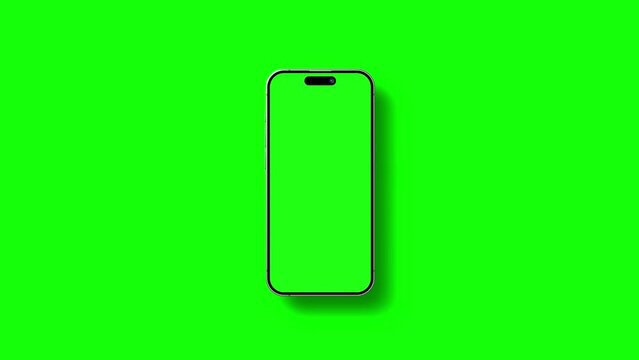 iPhone 15 Animated Mockup with Green Screen, Isolated Background. Animation for Apps or Mobile Web-Site Presentation