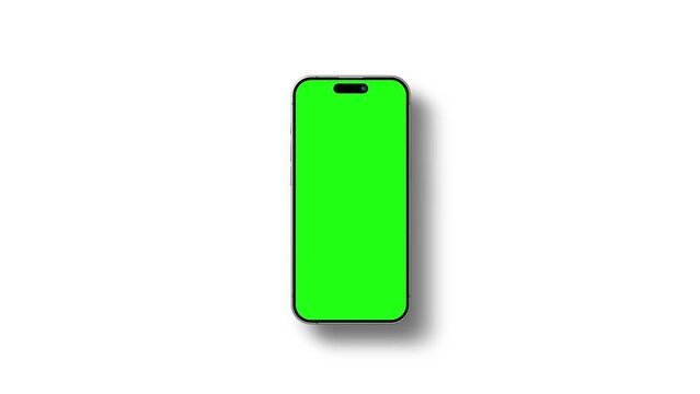 iPhone Mockup with green screen isolated on white background. 4K animation with mobile phone mockup and motion zoom effect