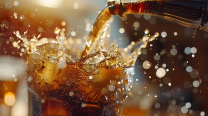 Pouring Drink with Bottle in Background