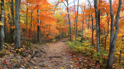 Obraz premium Autumn Forest Path Illustration