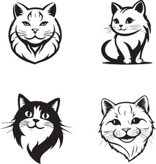 happy cat silleute vector