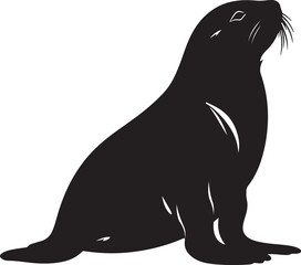 Sea Lion Silhouette Vector Illustration White Background