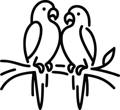recommend clip art: Parrot bird line  art drawing Editable line Vector illustration