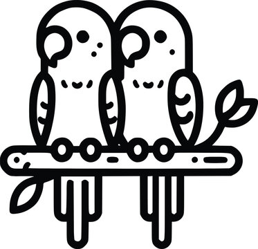 recommend clip art: Parrot bird line  art drawing Editable line Vector illustration