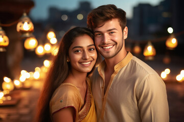 young indian couple in traditional wear