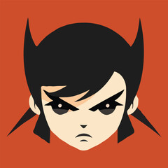 simple cartoon minimalist logo of An angry woman vector illustration design