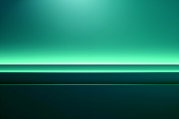 Obraz premium Abstract minimal gradient green background with neon horizon line for stage podium design