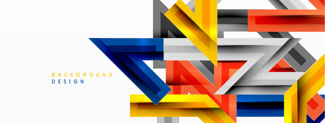 Line zig zag dynamic geometric abstract background. Colorful lines with shadow and light effects, various routes concept. Vector Illustration For Wallpaper, Banner, Background, Card
