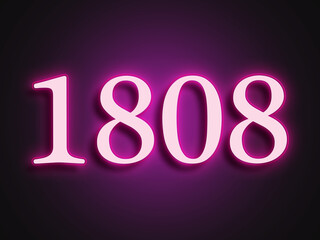 Pink glowing Neon light text effect of number 1808.