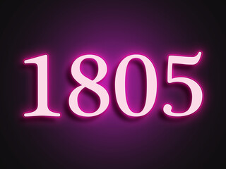 Pink glowing Neon light text effect of number 1805.