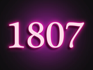 Pink glowing Neon light text effect of number 1807.