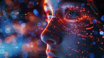 Creative ai chat hologram on digital background. art created by ai. Infographics photography. 