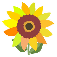 手描きのひまわりの花のベクターアイコン